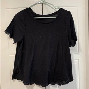 TopShop black scalloped t shirt, size 8